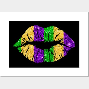 Lips Fleur De Lys Mardi Gras Carnival Party Women Posters and Art